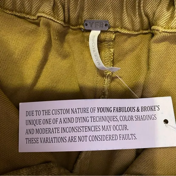 Young Fabulous and Broke Olive Green High Waist Frayed Hem Shorts Size Medium